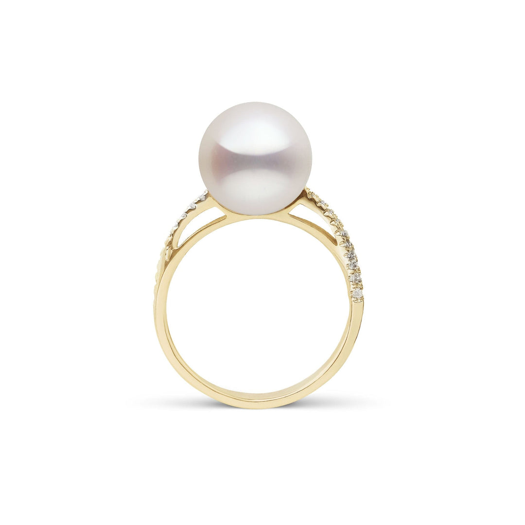Pirouette Collection 10.0-11.0 mm White Freshadama Pearl and Diamond Ring Yellow Gold side
