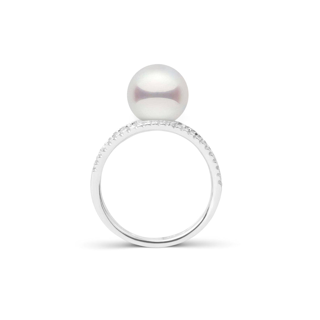 Bridge Collection 8.5-9.0 mm Akoya Pearl and Diamond Ring White Gold side
