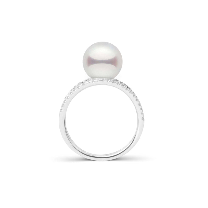 Bridge Collection 8.5-9.0 mm Akoya Pearl and Diamond Ring White Gold side