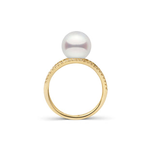 Bridge Collection 8.5-9.0 mm Akoya Pearl and Diamond Ring Yellow Gold side