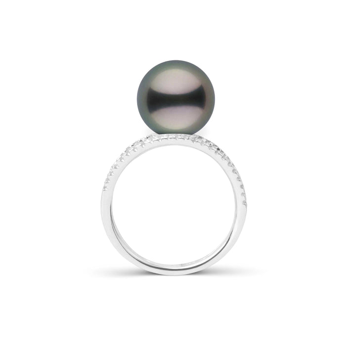 Bridge Collection 10.0-11.0 mm Tahitian Pearl and Diamond Ring White Gold side