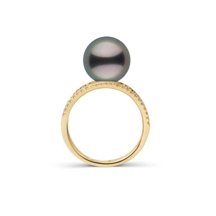 Bridge Collection 10.0-11.0 mm Tahitian Pearl and Diamond Ring Yellow Gold side