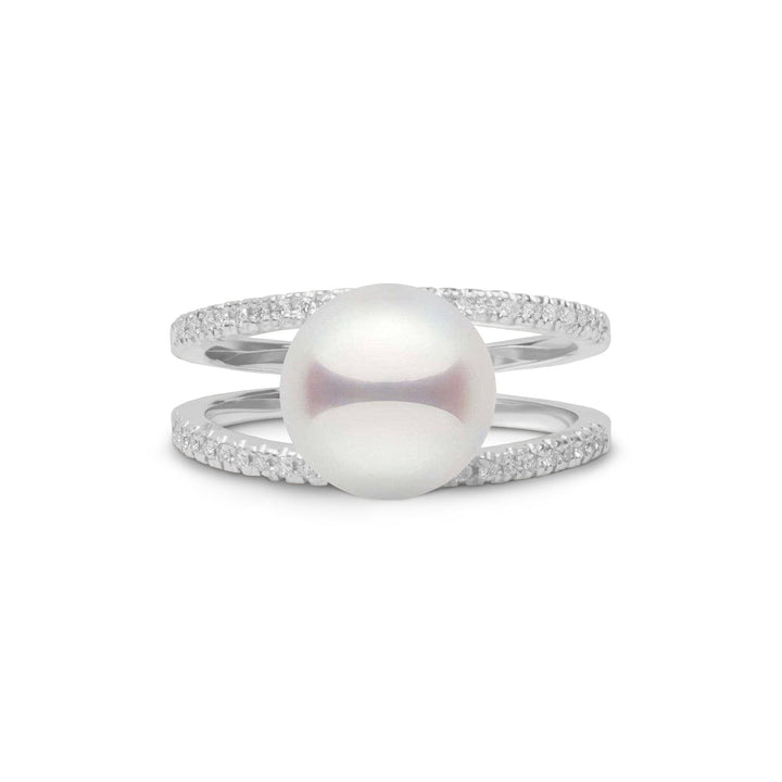 Bridge Collection 8.5-9.0 mm Akoya Pearl and Diamond Ring White Gold front