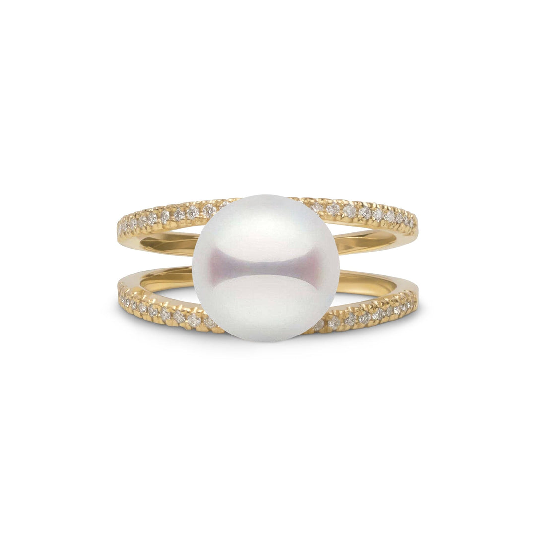 Bridge Collection 8.5-9.0 mm Akoya Pearl and Diamond Ring Yellow Gold front