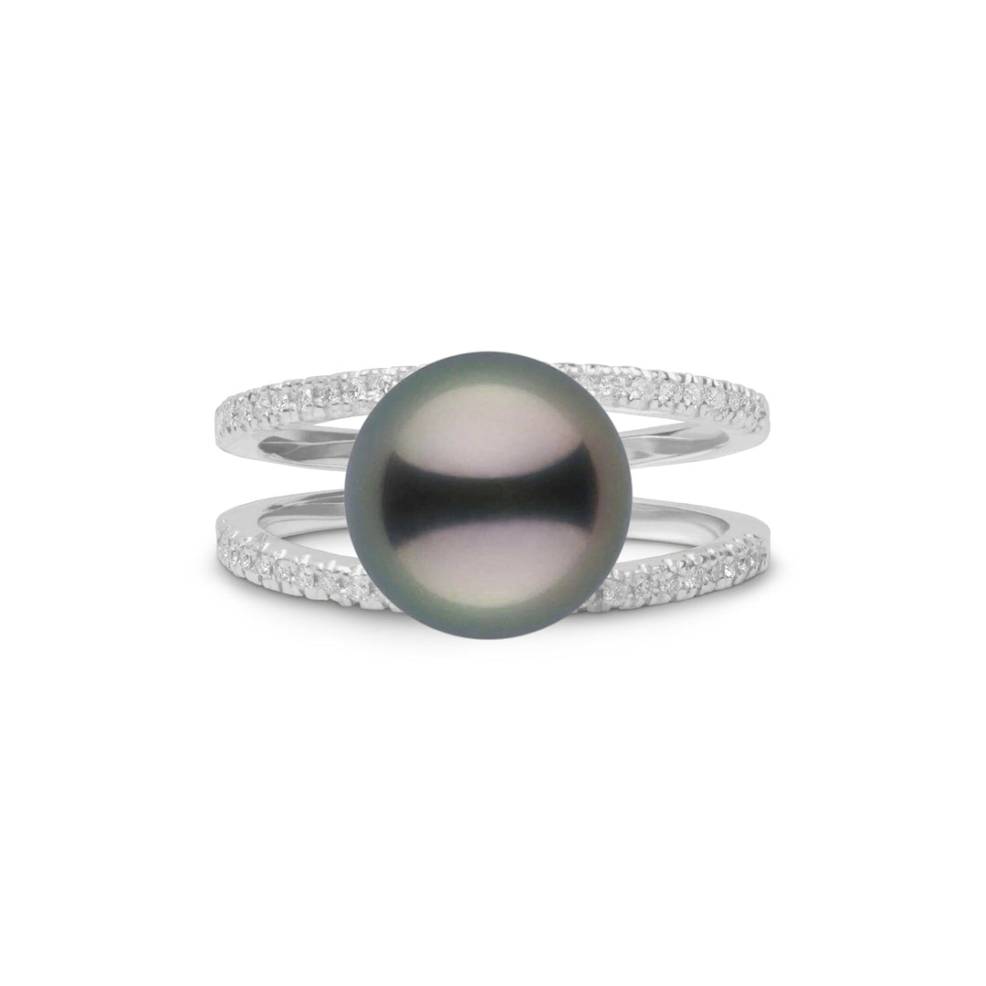 Bridge Collection 10.0-11.0 mm Tahitian Pearl and Diamond Ring White Gold front