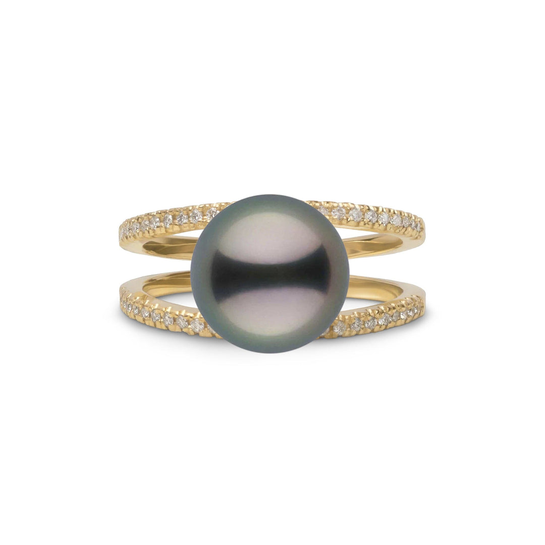 Bridge Collection 10.0-11.0 mm Tahitian Pearl and Diamond Ring Yellow Gold front