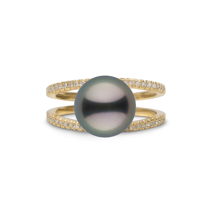 Bridge Collection 10.0-11.0 mm Tahitian Pearl and Diamond Ring Yellow Gold front