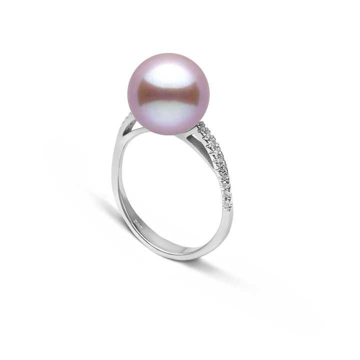 Pirouette Collection 10.0-11.0 mm Lavender Freshadama Pearl and Diamond Ring White Gold side angle