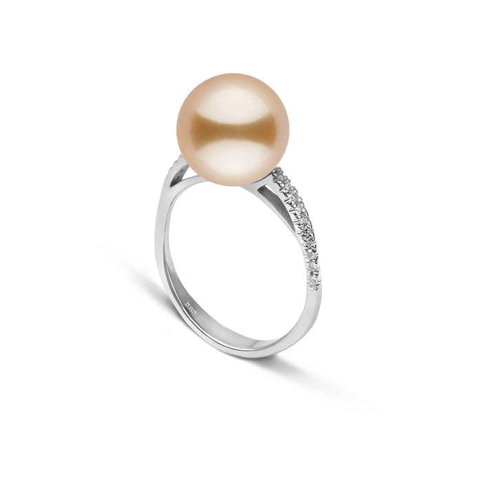 Pirouette Collection 10.0-11.0 mm Golden South Sea Pearl and Diamond Ring White Gold side angle