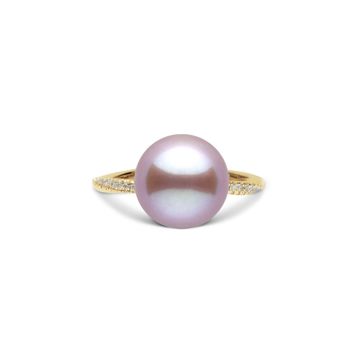 Pirouette Collection 10.0-11.0 mm Lavender Freshadama Pearl and Diamond Ring Yelllow Gold front