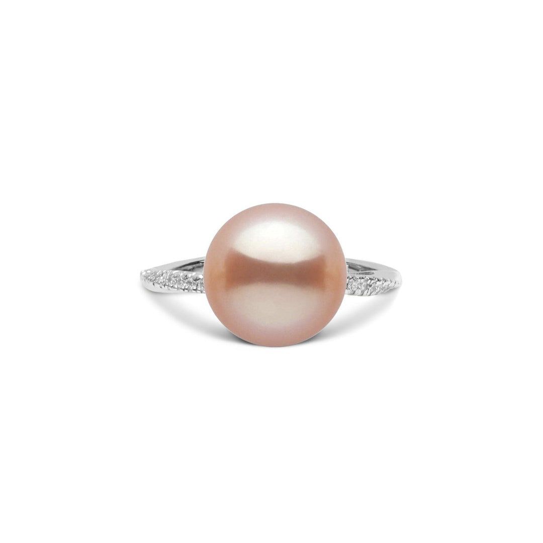 Pirouette Collection 10.0-11.0 mm Pink to Peach Freshadama Pearl and Diamond Ring White Gold front