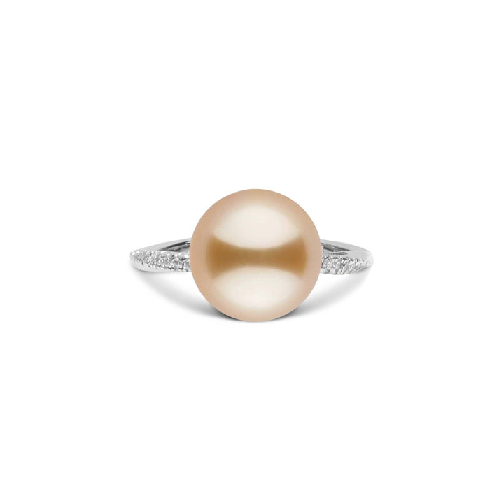 Pirouette Collection 10.0-11.0 mm Golden South Sea Pearl and Diamond Ring White Gold front