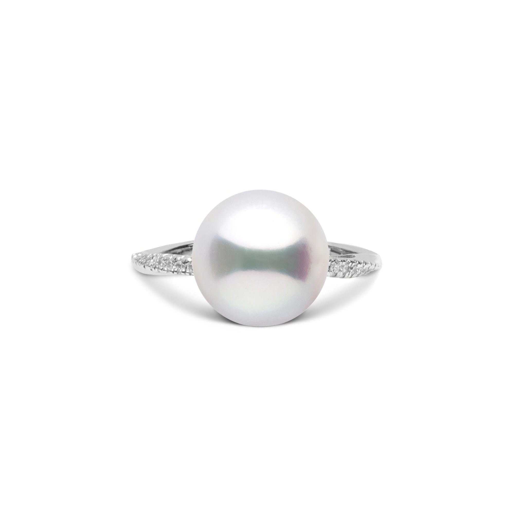 Pirouette Collection 10.0-11.0 mm White South Sea Pearl and Diamond Ring front