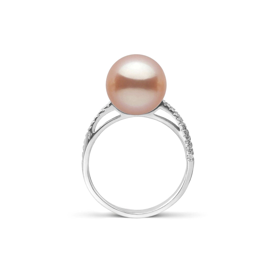 Pirouette Collection 10.0-11.0 mm Pink to Peach Freshadama Pearl and Diamond Ring White Gold side