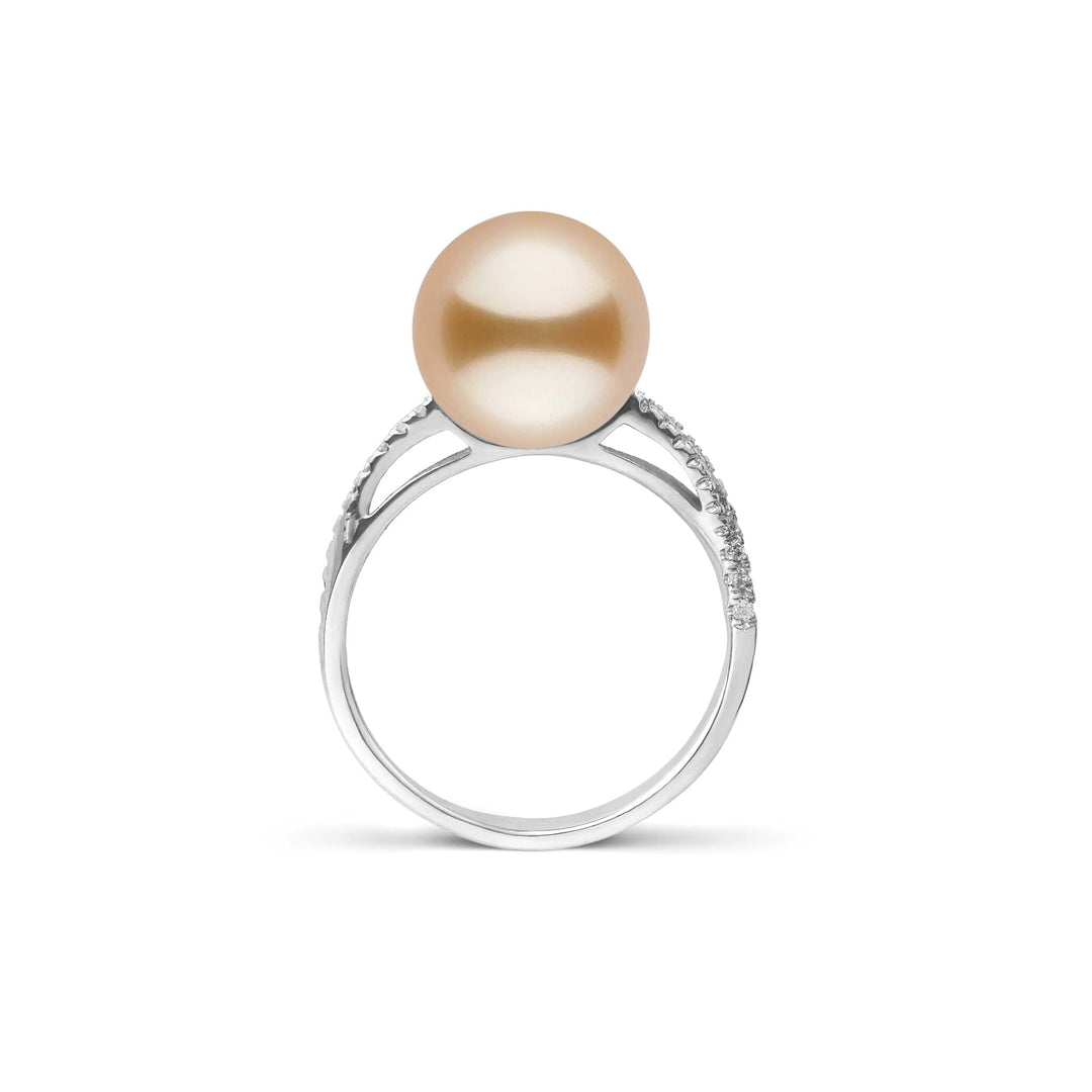 Pirouette Collection 10.0-11.0 mm Golden South Sea Pearl and Diamond Ring White Gold side
