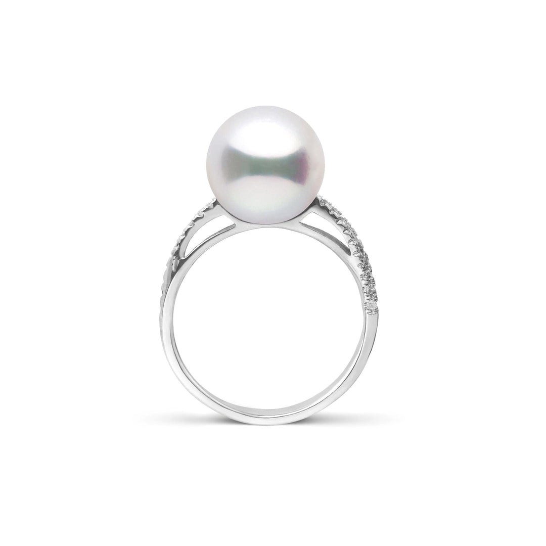 Pirouette Collection 10.0-11.0 mm White South Sea Pearl and Diamond Ring White Gold side