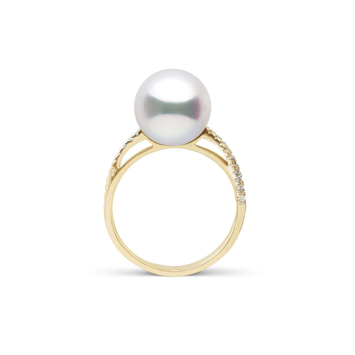 Pirouette Collection 10.0-11.0 mm White South Sea Pearl and Diamond Ring Yellow Gold side