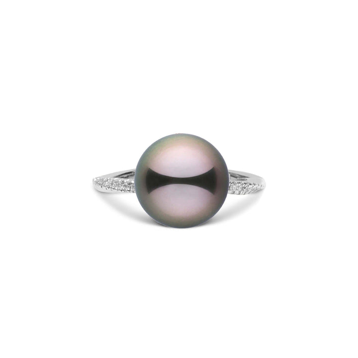 Pirouette Collection 10.0-11.0 mm Tahitian Pearl and Diamond Ring White Gold front