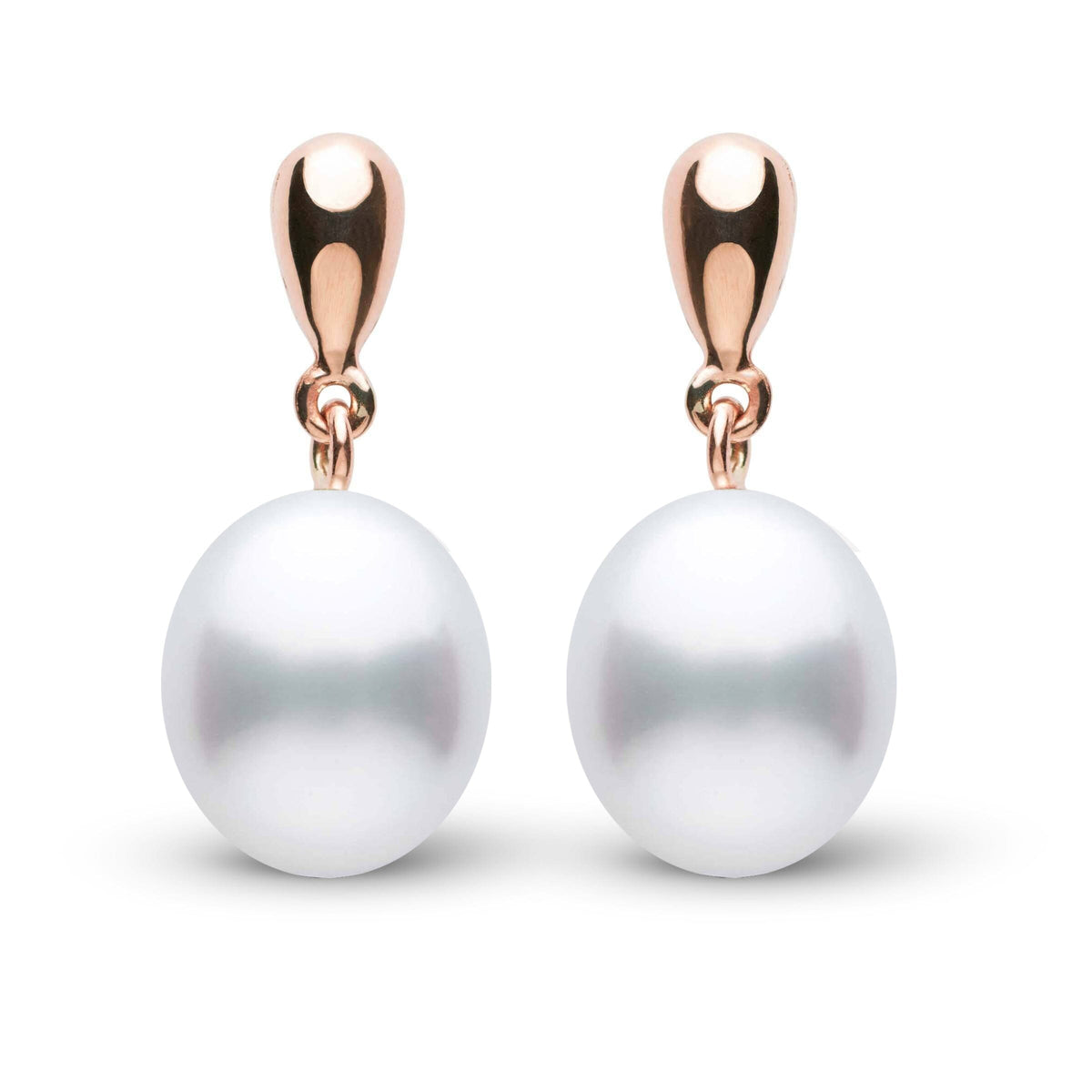 Dew Collection Drop White South Sea 9.0-10.0 mm Pearl Earrings Rose Gold