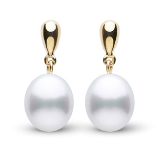 Dew Collection Drop White South Sea 9.0-10.0 mm Pearl Earrings Yellow Gold