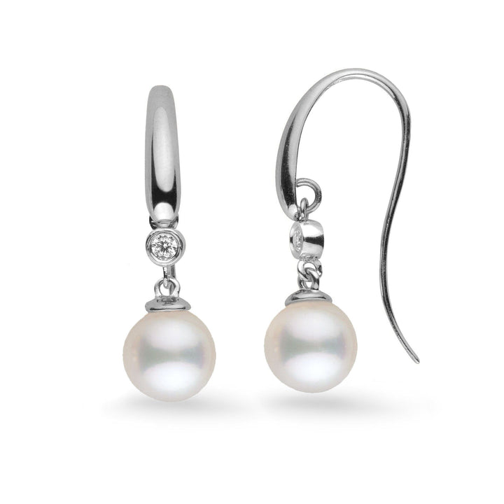 Diamond Cascade Collection 7.5-8.0 mm White Freshadama Pearl Earrings