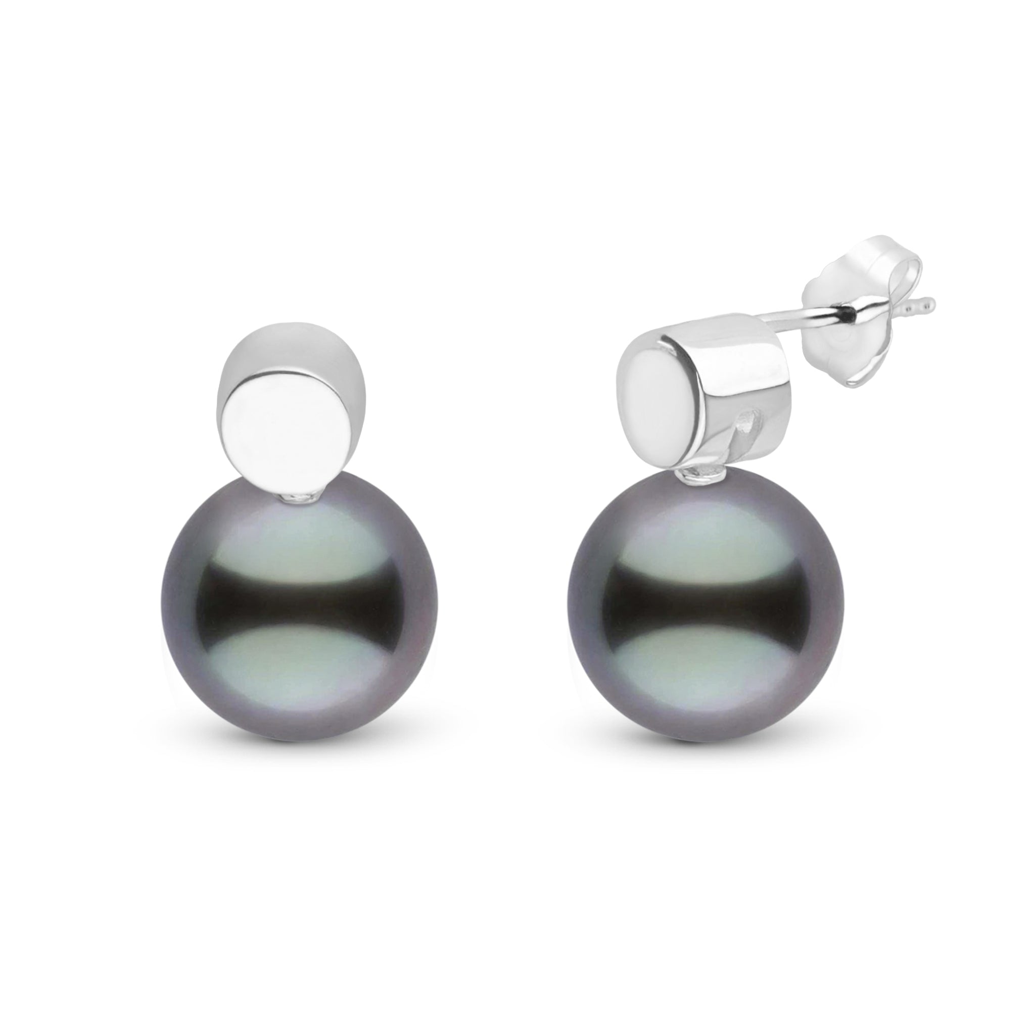 Dot Collection 10.0-11.0 mm Tahitian Pearl Earrings White Gold