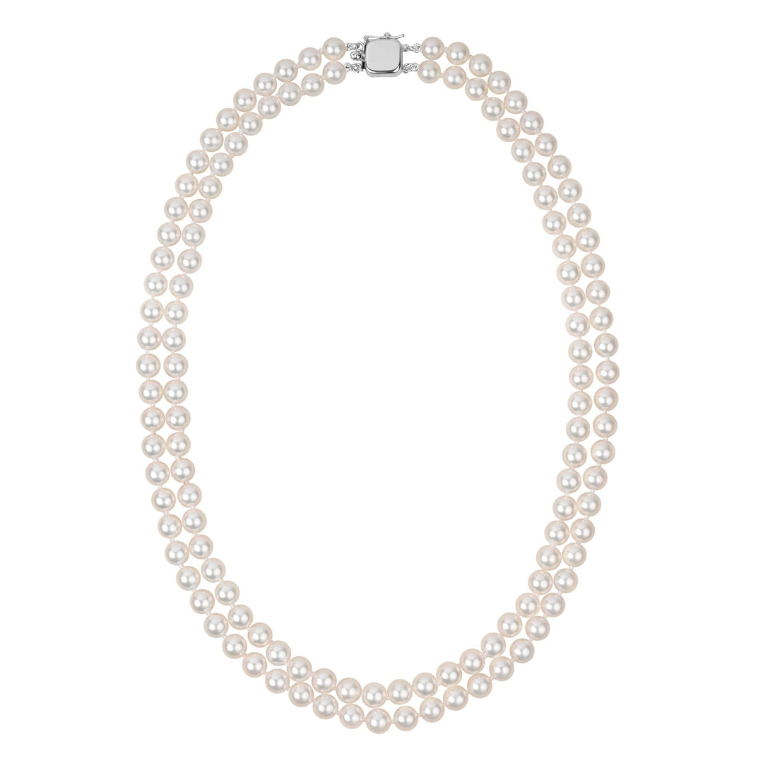 6.0-6.5 mm Double Strand White Akoya AAA Pearl Necklace
