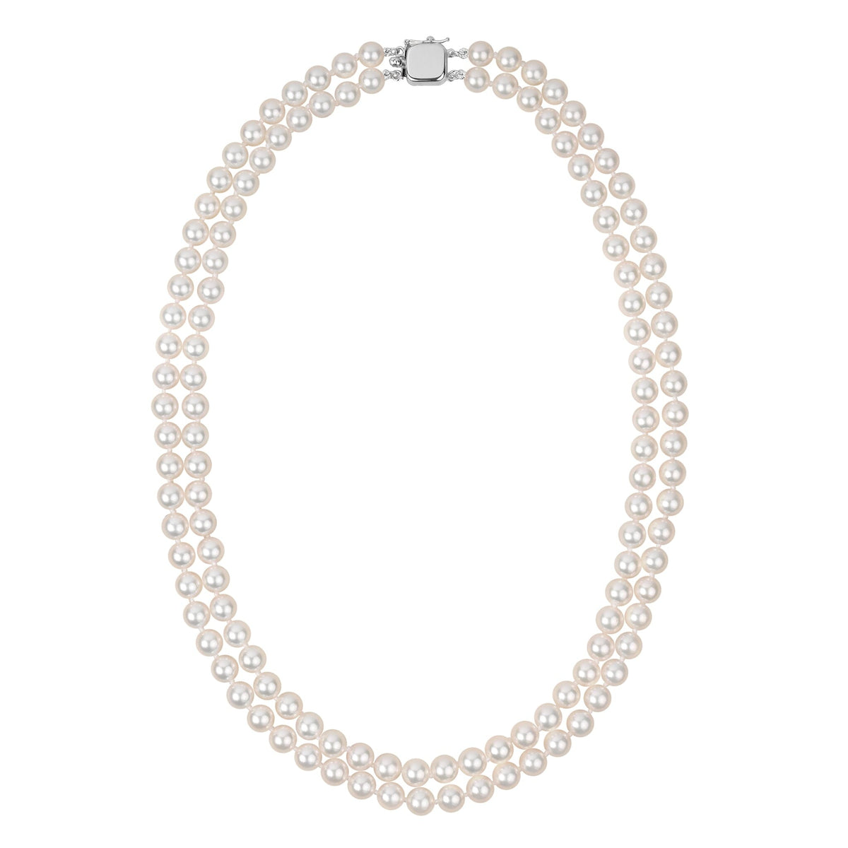 AAA double strand, 6.0–6.5 mm Akoya pearls with mirror-like luster and perfectly round