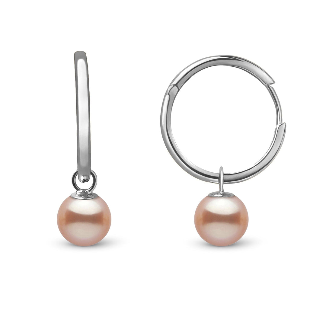 7.5-8.0 mm Pink to Peach Freshadama Pearl Endless Hoop Earrings White Gold