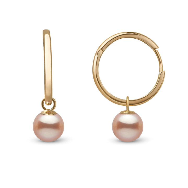 7.5-8.0 mm Pink to Peach Freshadama Pearl Endless Hoop Earrings Yellow Gold