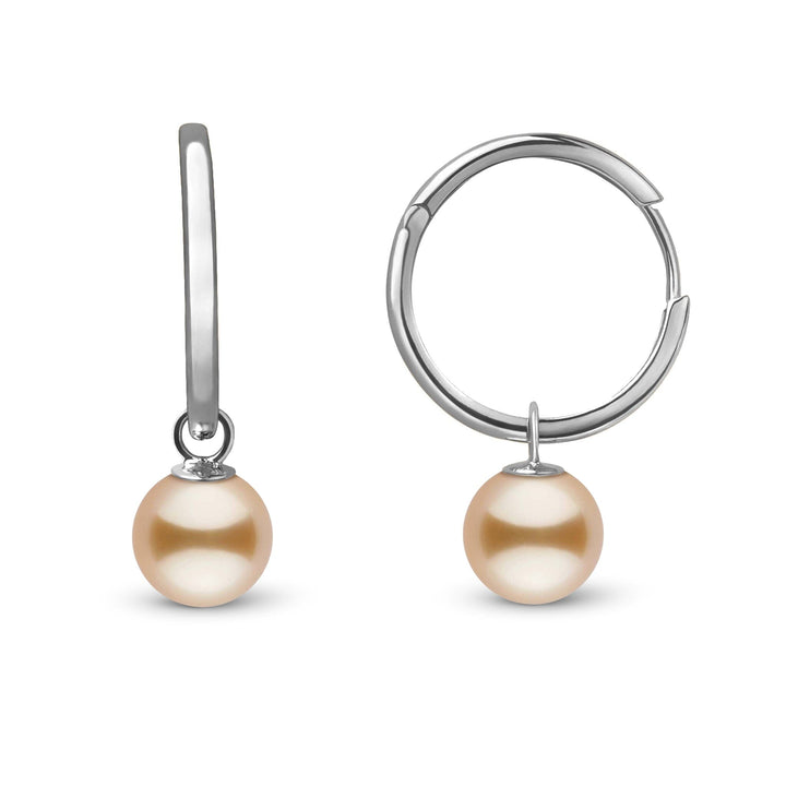 8.0-9.0 mm Golden South Sea Pearl Endless Hoop Earrings White Gold