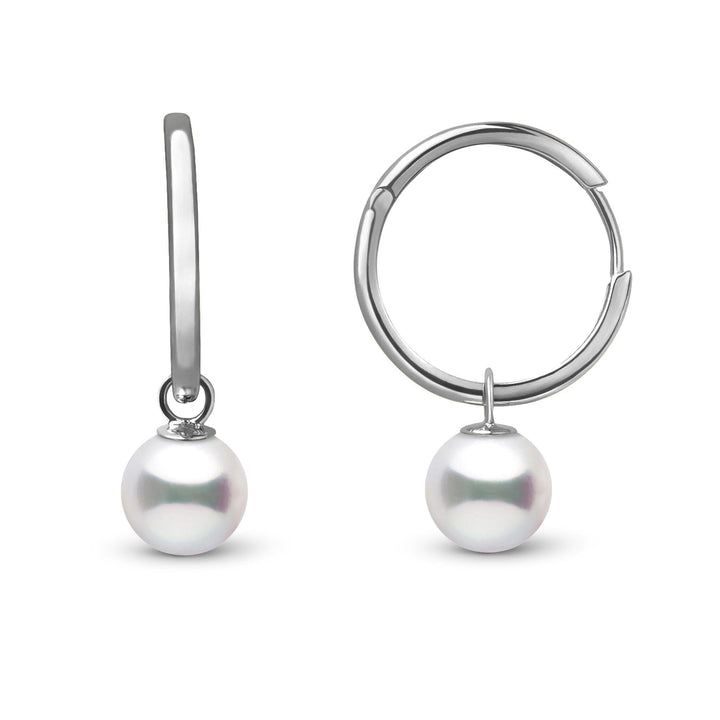 8.0-9.0 mm White South Sea Pearl Endless Hoop Earrings White Gold