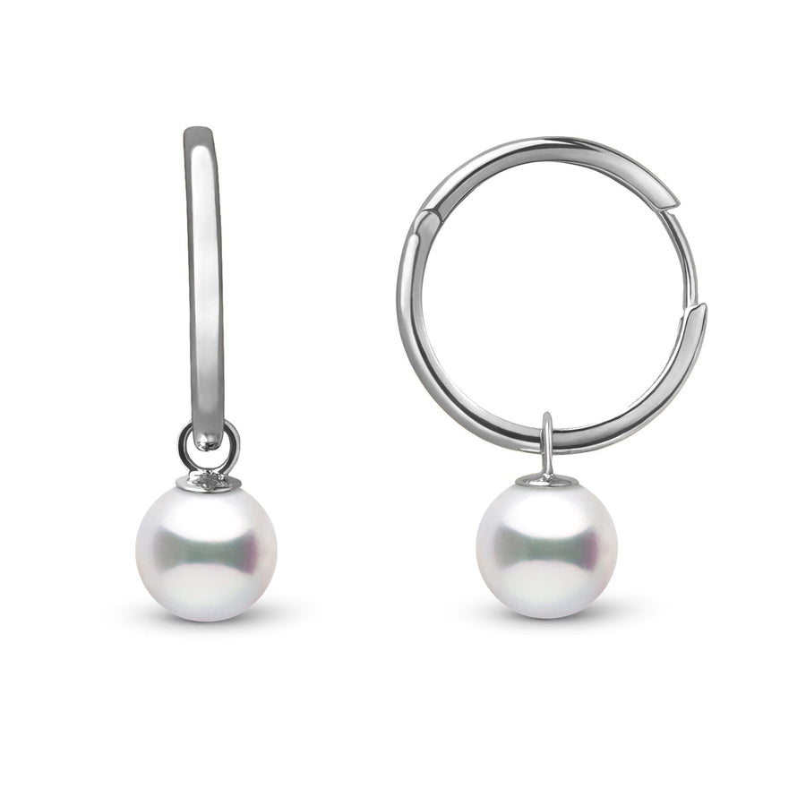 8.0-9.0 mm White South Sea Pearl Endless Hoop Earrings White Gold