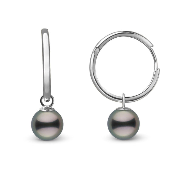8.0-9.0 mm Tahitian Pearl Endless Hoop Earrings White Gold