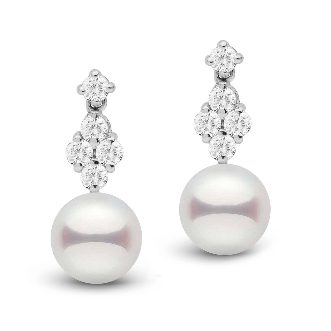 9.0-9.5 mm AAA Akoya Pearl and VS1-G Diamond Elegance Collection Earrings white gold