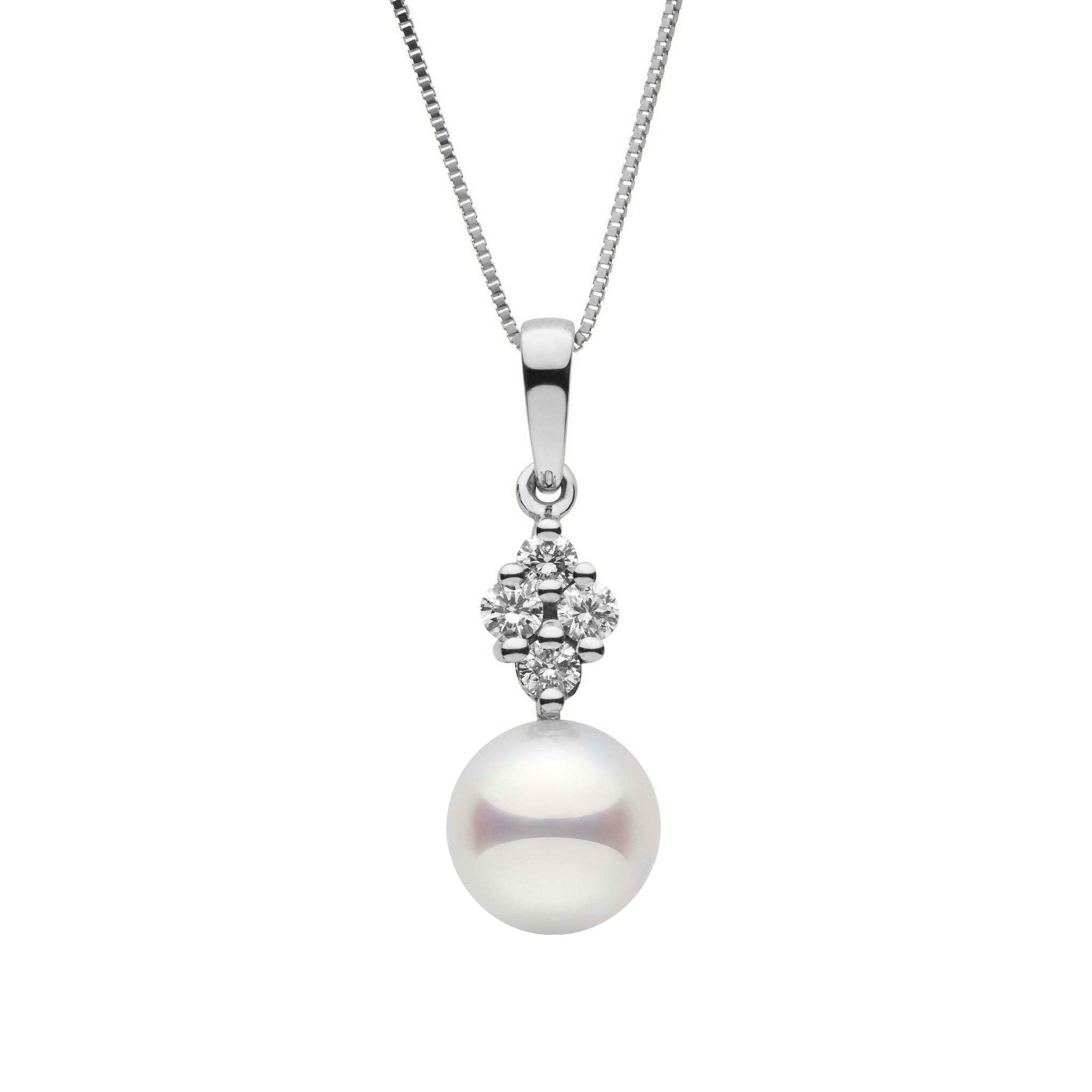 9.0-9.5 mm AAA Akoya Pearl and VS1-G quality Diamond Elegance Collection Pendant White gold