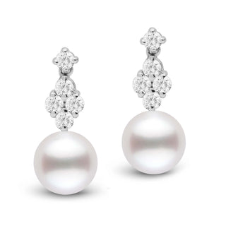 9.0-10.0 mm White South Sea Pearl and Diamond Elegance Collection Earrings wg
