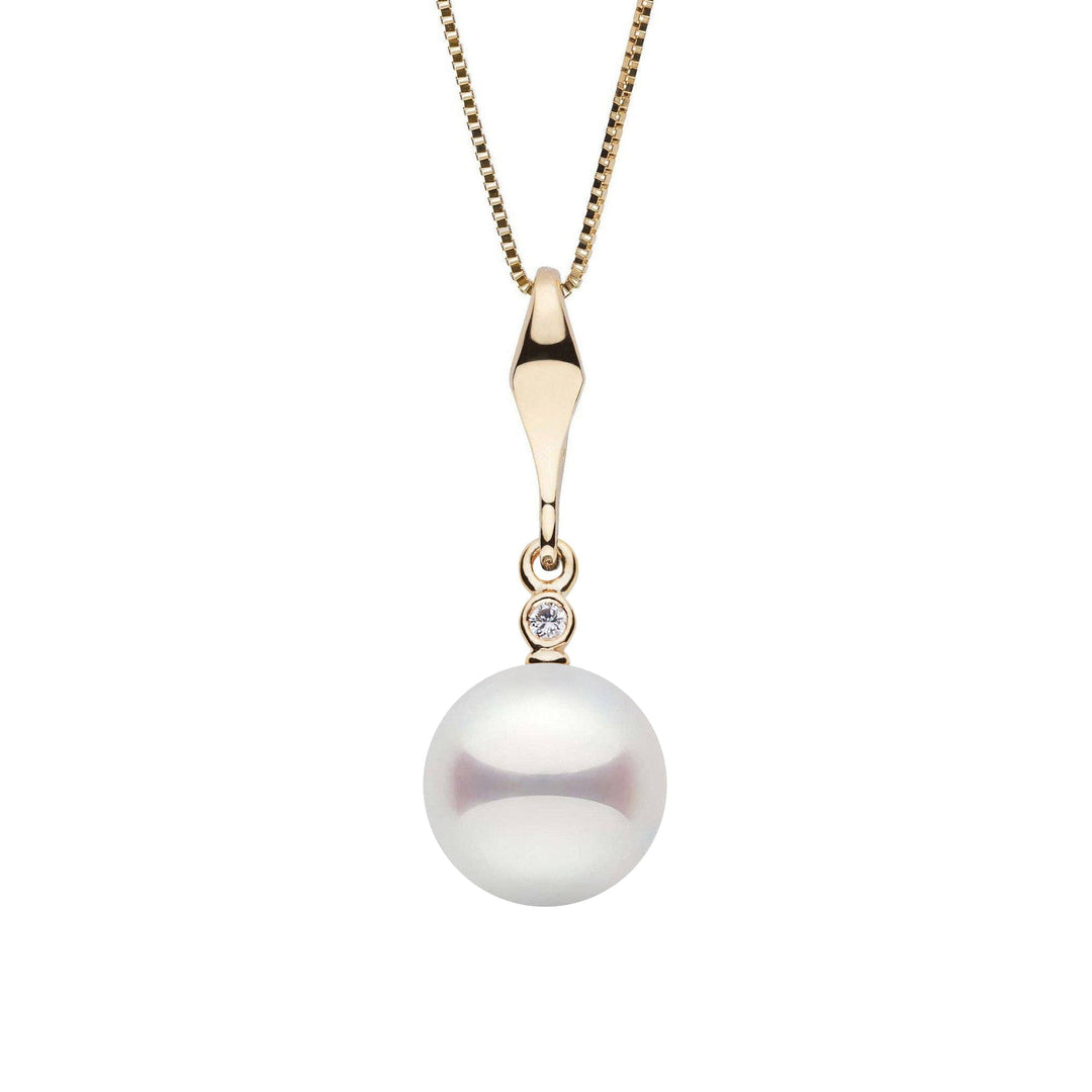 Essential Collection 7.5-8.0 mm Akoya Pearl Pendant with Diamond Accent yellow gold