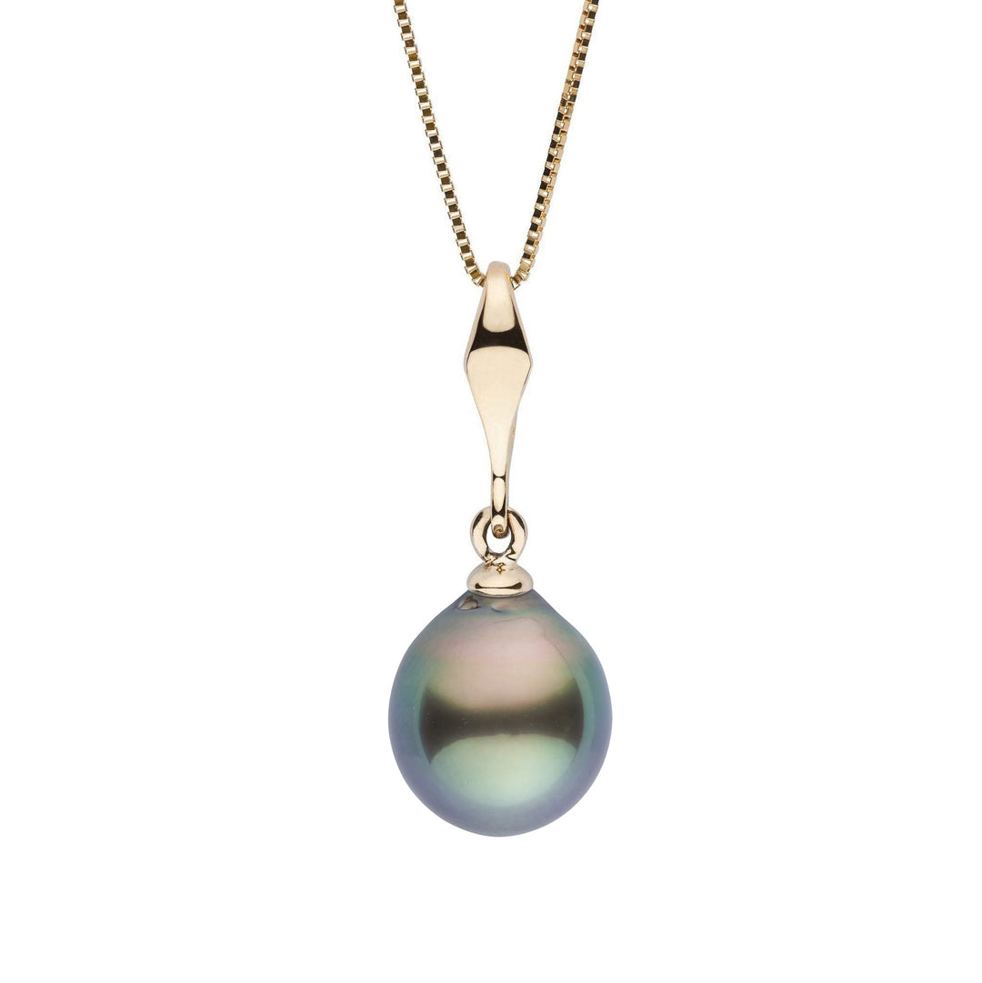 Essential Collection 9.0-10.0 mm Tahitian Drop Pearl Pendant Yellow Gold
