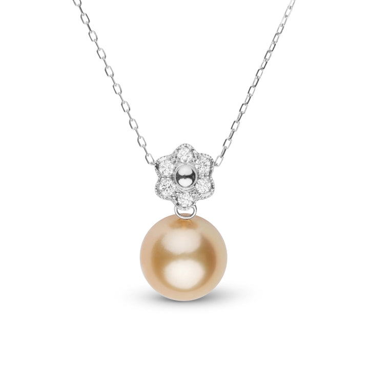 Rosette Collection 10.0-11.0 mm Golden South Sea Pearl and Diamond Pendant