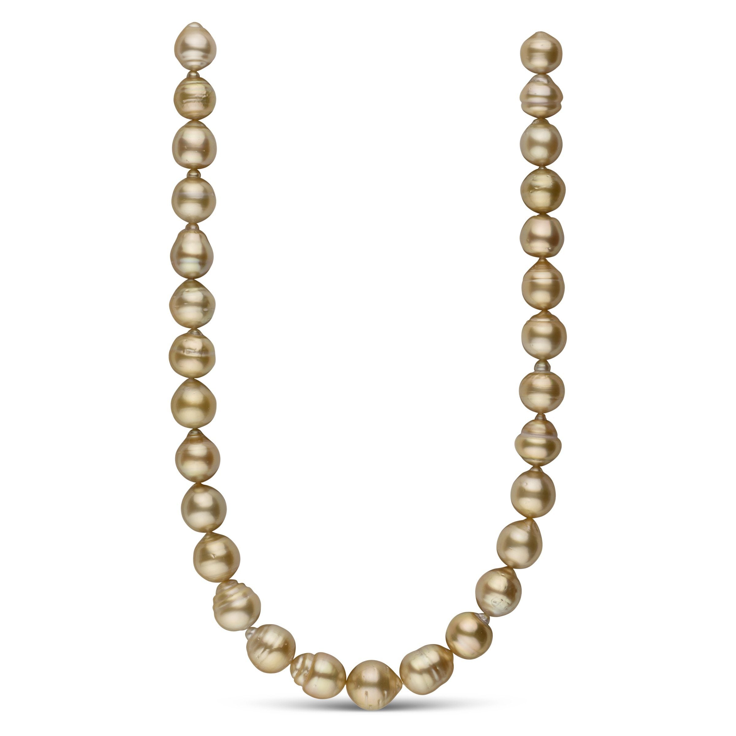 12.0-14.4 mm AA+ Golden South Sea Baroque Pearl Necklace