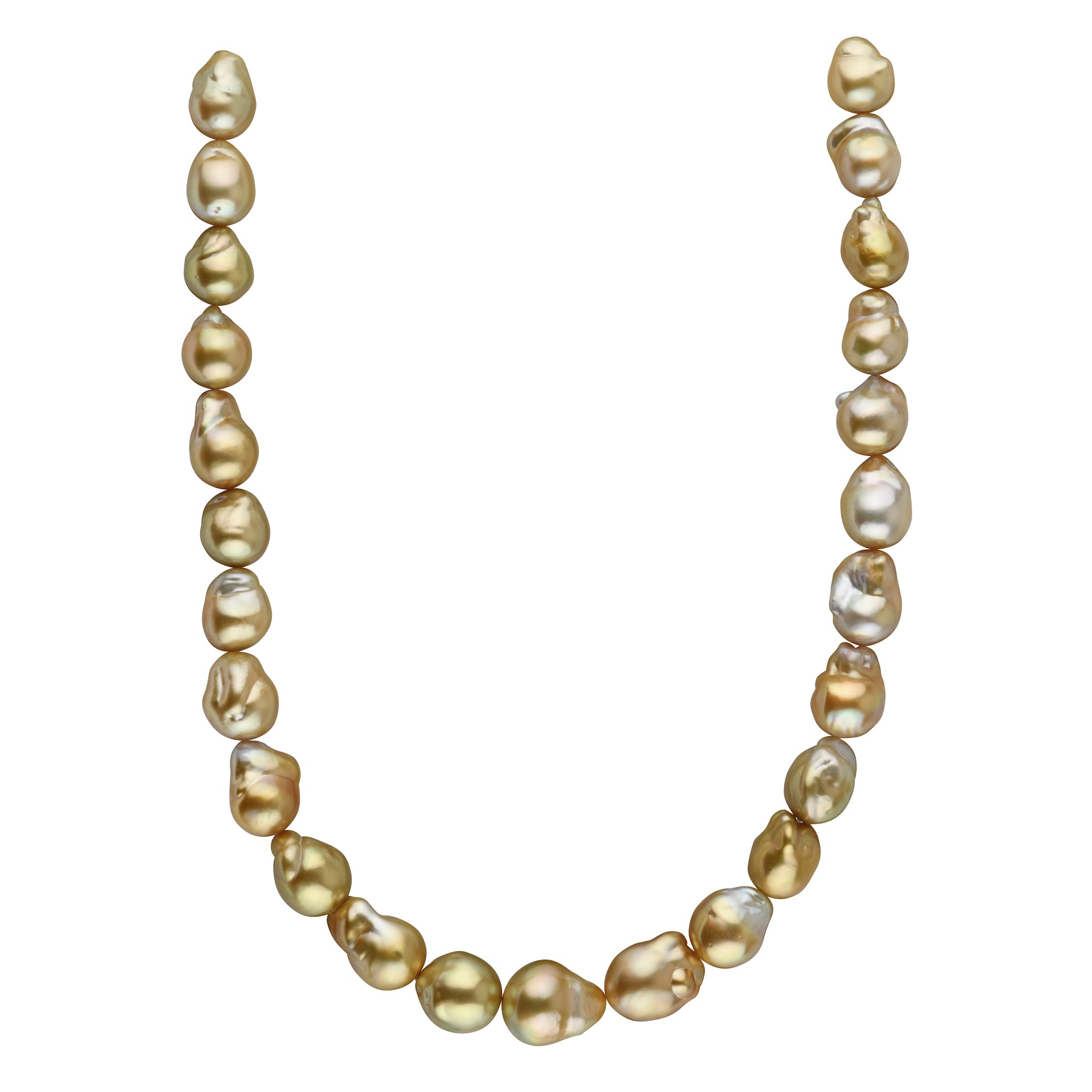 13 x 4mm - Fancy Multi Colored Golden Pearl & Keshi Pearl Necklace - 34  inch - Edward Warren Jewelers