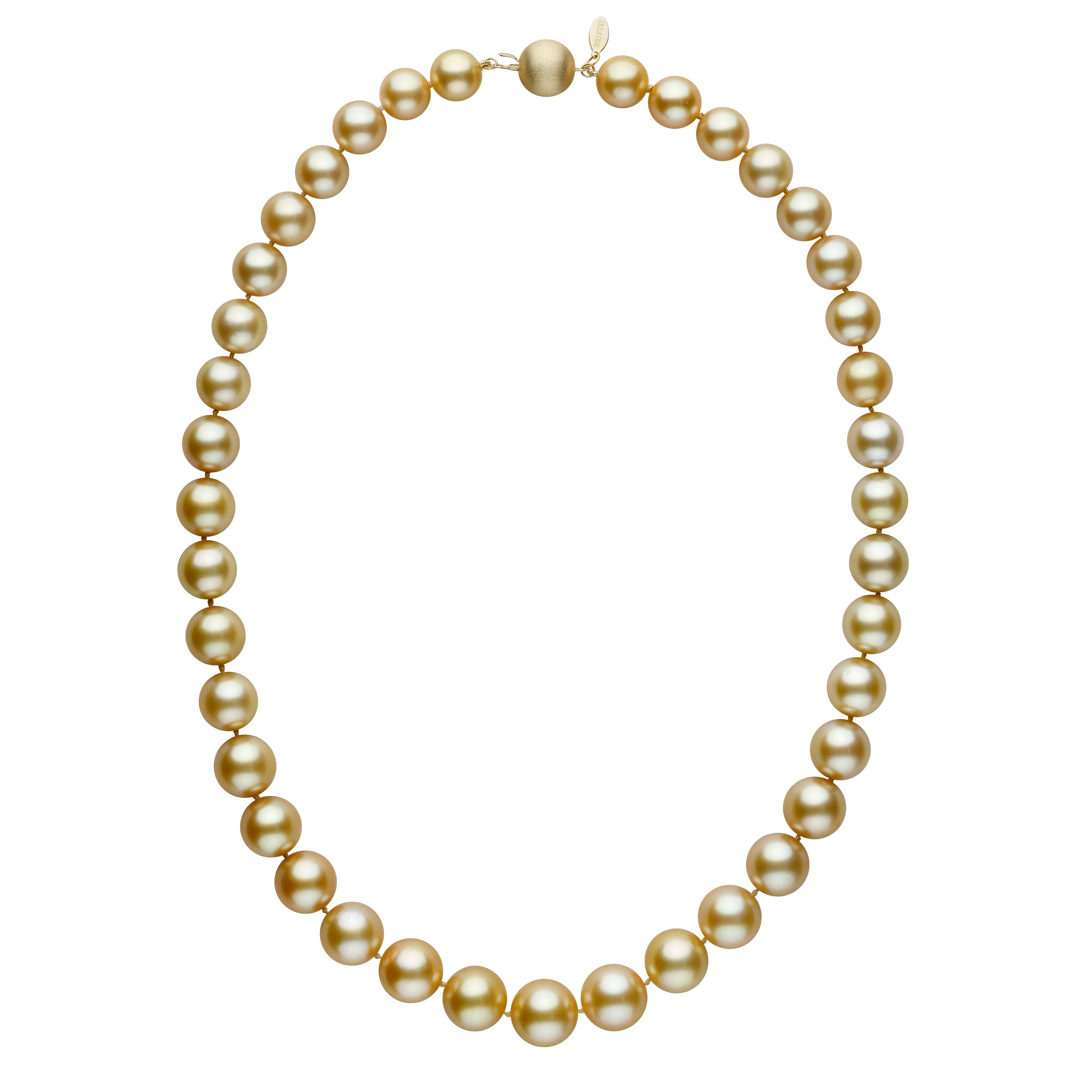 10.1-13.1 mm AAA Golden South Sea Round Pearl Necklace