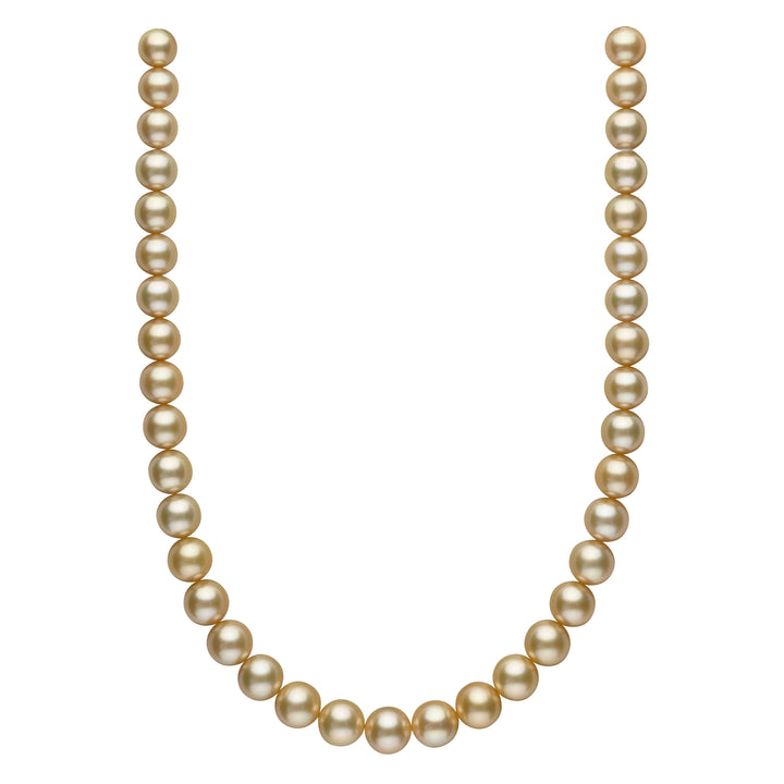 10.1-11.9 mm AAA Gold South Sea Round Pearl Necklace