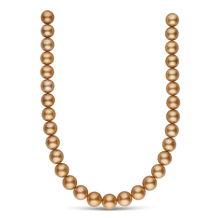 13.0-14.5 mm AA+/AAA Golden South Sea Round Pearl Necklace