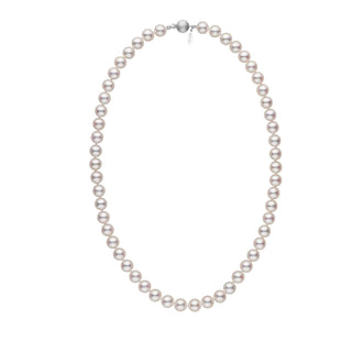 7.5-8.0 mm 18 inch White Hanadama Akoya Pearl Necklace white gold matte