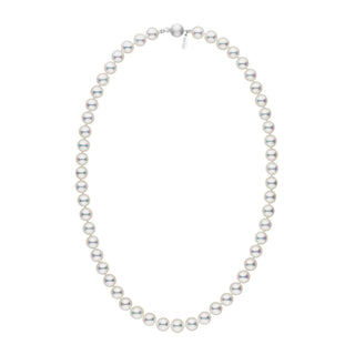 7.5-8.0 mm 18 Inch Natural White Hanadama Akoya Pearl Necklace white gold matte