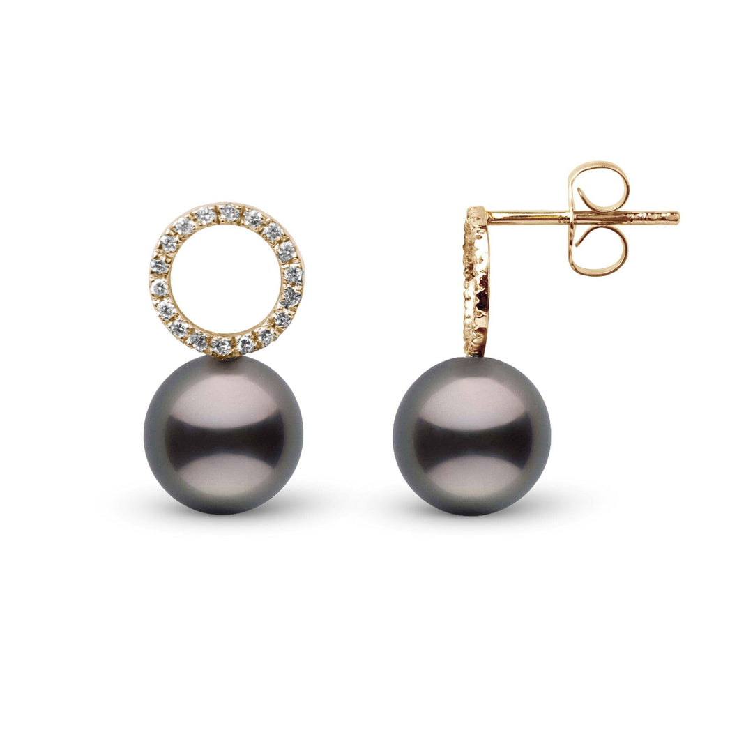 Halo Collection 8.0-9.0 mm Tahitian Pearl and Diamond Earrings