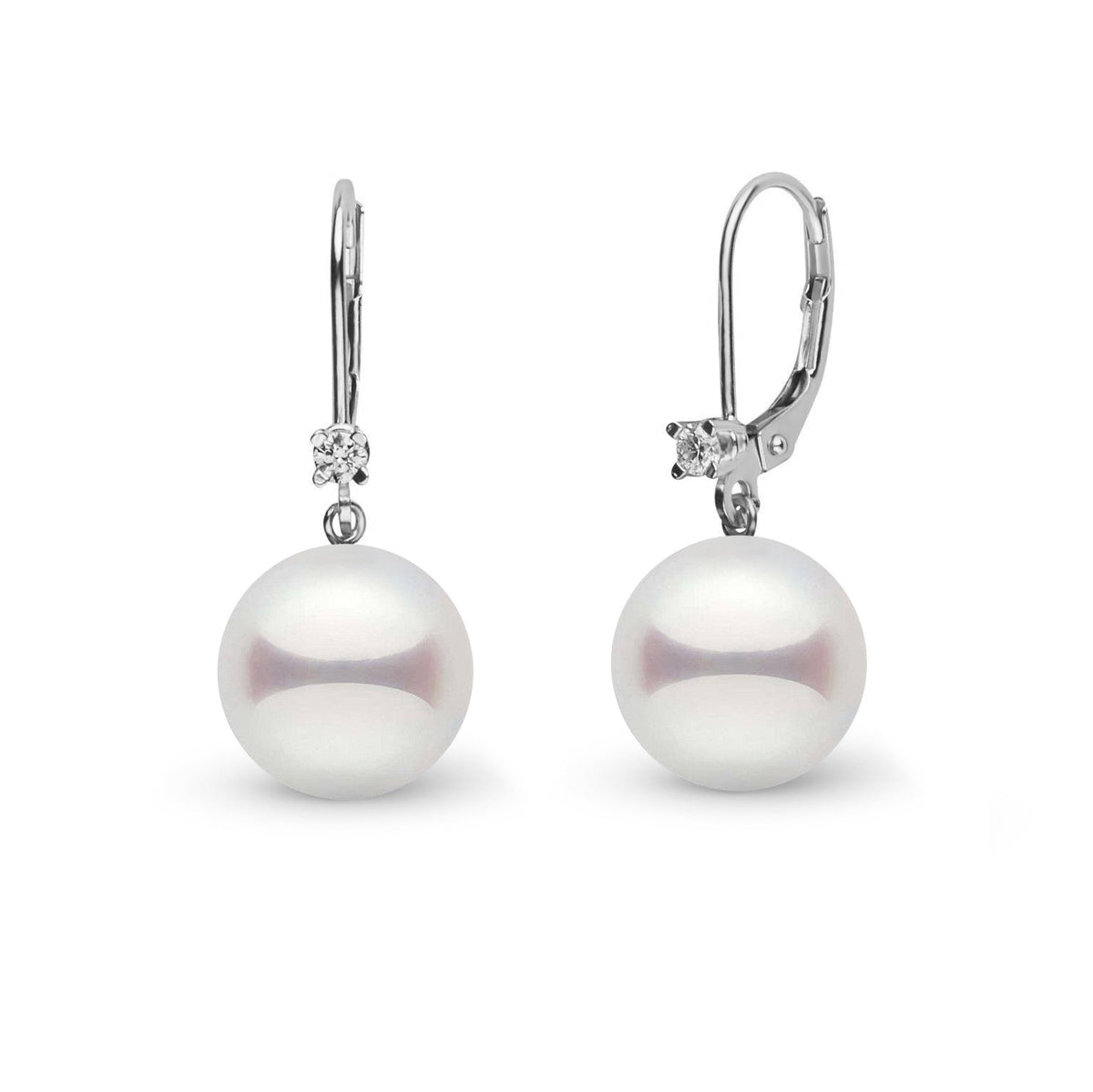 8.0-8.5 mm Akoya Pearl and Diamond Harmony Collection Earrings white gold VS1-G diamonds