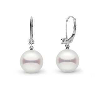 8.0-8.5 mm Akoya Pearl and Diamond Harmony Collection Earrings white gold VS1-G diamonds